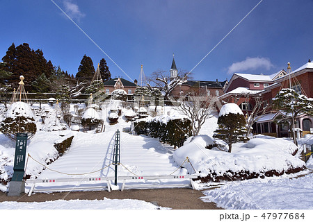 冬の北海道函館市上湯の川町のトラピスチヌ修道院の風景を撮影 47977684
