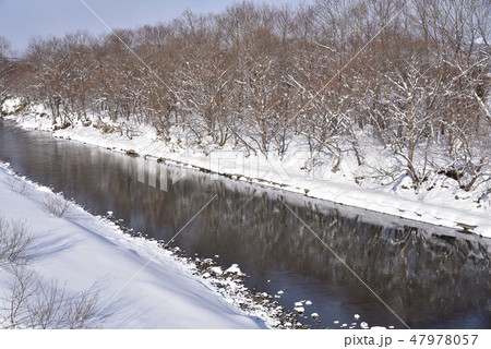 冬の北海道八雲町遊楽部川の河口付近の風景を撮影 冬の北海道八雲町遊楽部川の河口付近の風景を撮影 47978057