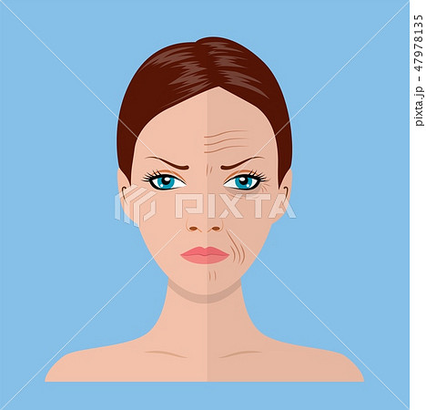 Face of young woman and old woman Face of young woman and old woman 47978135