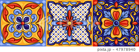 Mexican talavera ceramic tile pattern. Ethnic folk ornament. Mexican talavera ceramic tile pattern. Ethnic folk ornament. 47978940