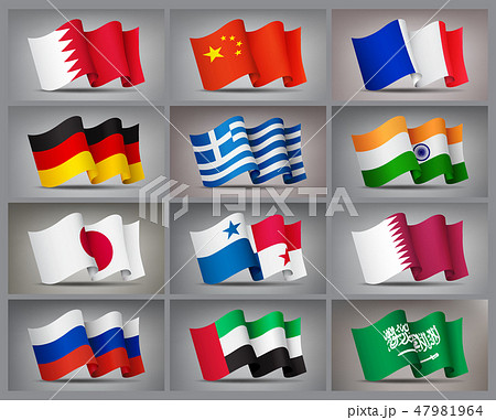Set of waving flags icons isolated, official symbols of countrys, vector illustration. Set of waving flags icons isolated, official symbols of countrys, vector illustration. 47981964