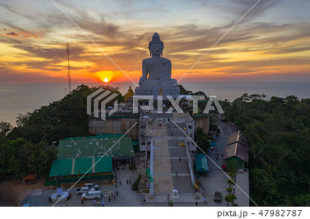 aerial view sunset at Phuket big Buddha 47982787