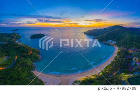 aerial view Phromthep cape winturbine and Naiharn 47982789