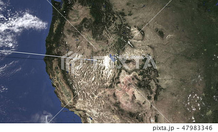 Plane arriving to Salt Lake City, United States from west, 3D rendering Plane arriving to Salt Lake City, United States from west, 3D rendering 47983346