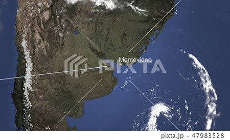 Commercial airplane flying to Montevideo, Uruguay. 3D rendering Commercial airplane flying to Montevideo, Uruguay. 3D rendering 47983528