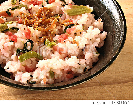 梅ごはん 高菜とちりめん入り 梅ごはん 高菜とちりめん入り 47983654