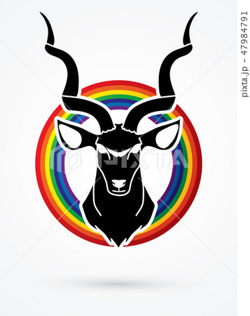 Kudu head front view graphic vector. 47984791