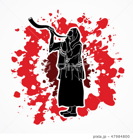 Shofar blowing, Kudu shofar blower graphic vector 47984800