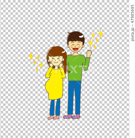 夫婦で喜びのイラスト素材