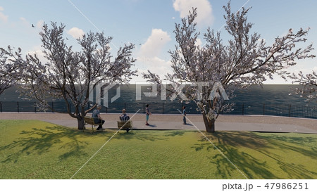 春の公園 イラスト Cgパース1のイラスト素材