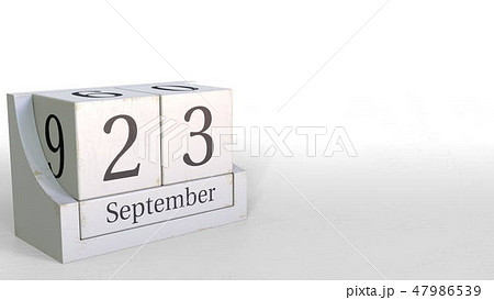 September 23 date on vintage cube calendar, 3D rendering 47986539