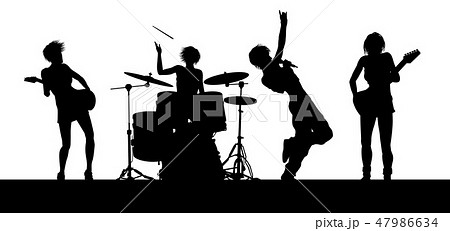 Female Music Band Concert Silhouettes 47986634