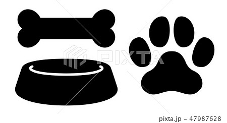 犬の 足跡 ホネ おさら のアイコン Pet Bowl Dog Bone Footprinのイラスト素材