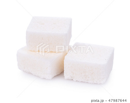 white sugar cube on white background 47987644