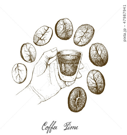 Hand Holding A Shot of Espresso Coffee Hand Holding A Shot of Espresso Coffee 47987941