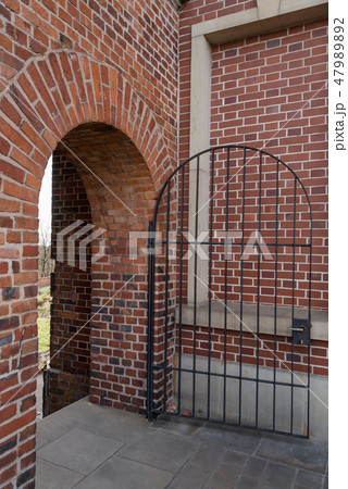 view of the masonry arch brick with metal door view of the masonry arch brick with metal door 47989892