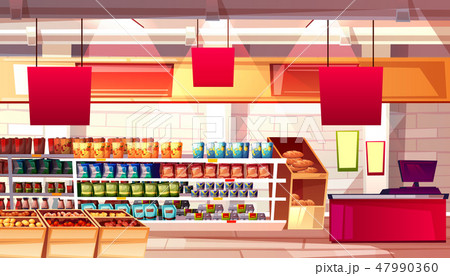 Supermarket grocery food illustration 47990360