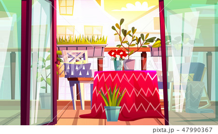 Balcony terrace comfortable table and chair 47990367