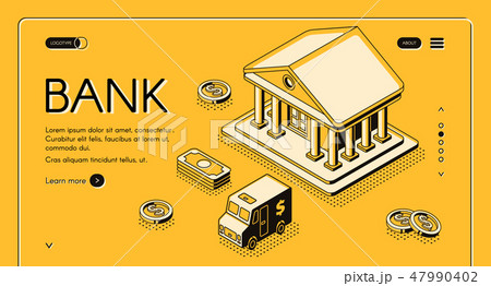 Bank money isometric halftone illustration 47990402