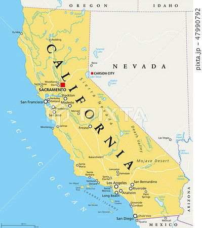 California United States Political Mapのイラスト素材