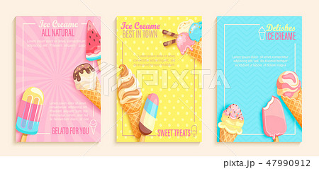 Set of sweet ice cream shops flyers 47990912