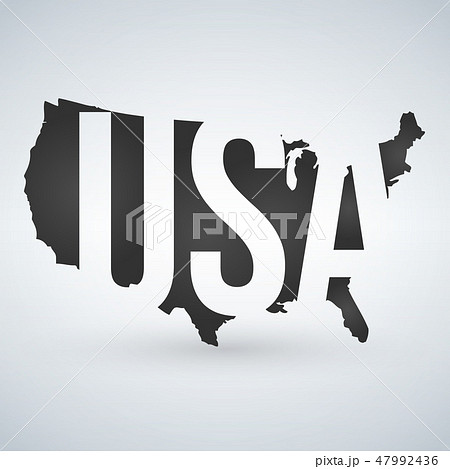 US logo or icon with USA letters across the map US logo or icon with USA letters across the map 47992436