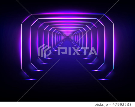 Endless futuristic tunnel glowing neon illumination vector Endless futuristic tunnel glowing neon illumination vector 47992533