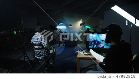 Actors shooting take of fight scene 47992919