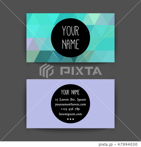 Business card template with creative neon color geometric background Business card template with creative neon color geometric background 47994030