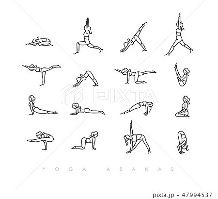 Yoga asanas pen line 47994537