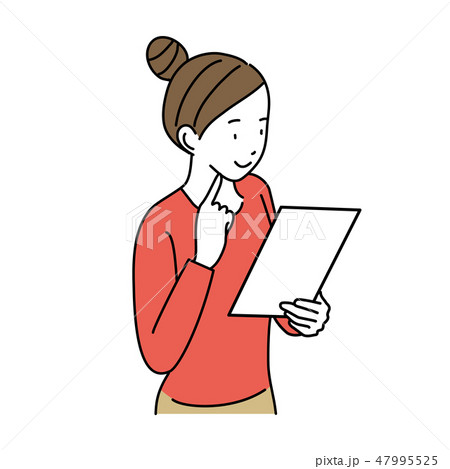書類をもつ　若い女性　仕草　イラスト　ポーズ 47995525