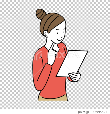 書類をもつ　若い女性　仕草　イラスト　ポーズ 47995525