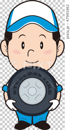 Male mechanic exchanging tires Male mechanic exchanging tires 47995862