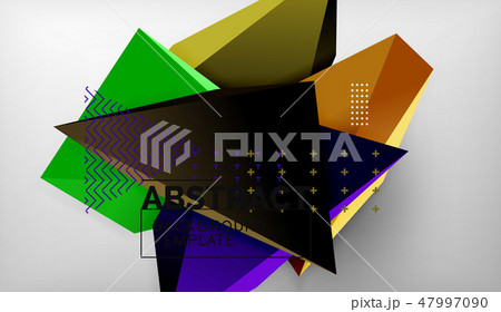 3d triangle geometric background design, modern poster template 47997090