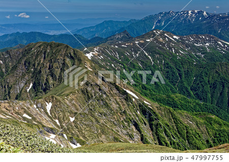 谷川連峰・茂倉岳から見る武能岳と巻機山 谷川連峰・茂倉岳から見る武能岳と巻機山 47997755