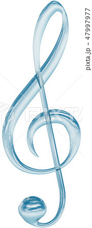 Cg 3d イラスト デザイン 立体 マーク 音符 音楽 ガラス 背景透明 切り抜き ト音記号のイラスト素材