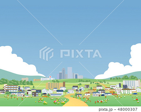 街 住宅 家 住居 住宅地 風景 都会 のイラスト素材