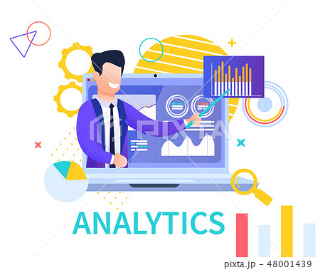 Flat Banner Analytics on White Background. Vector Flat Banner Analytics on White Background. Vector 48001439