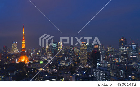 東京夜景　東京タワー　晴海　豊洲　お台場方面 48001482
