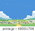 街　住宅　家　住居　住宅地　風力発電　エコ 48001706