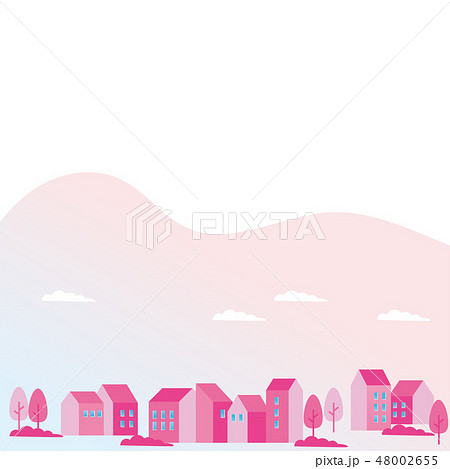 背景イラスト 街並み ピンクのイラスト素材