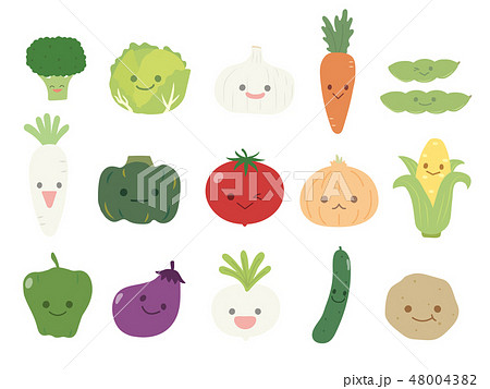 かわいい野菜のキャラクターイラストのイラスト素材