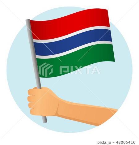 Gambia flag in hand 48005410