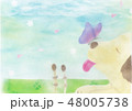 パステル　春の犬　イラスト 48005738