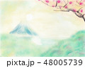 パステル　春　富士山　イラスト 48005739