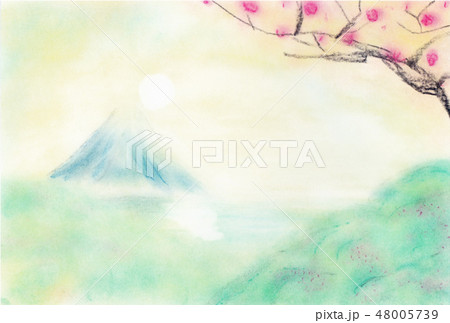 パステル 春 富士山 イラスト パステル 春 富士山 イラスト 48005739