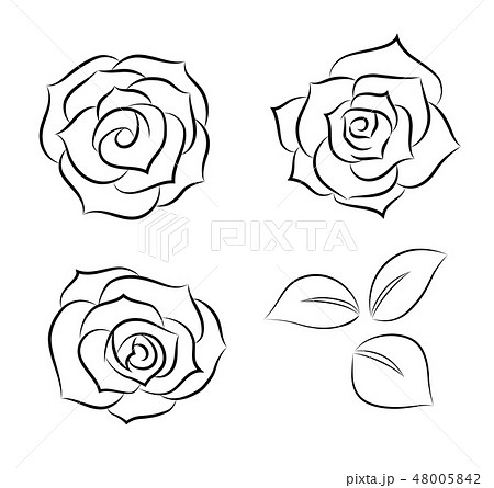 バラ アイコンセット シンボル 花 カリグラフィー風のイラスト素材