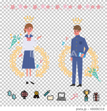 学生　学校生活　コンセプト　イラスト　 48006319
