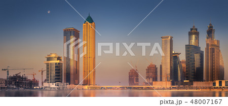 Cityscape of Dubai and panoramic view of Business bay, UAE 48007167