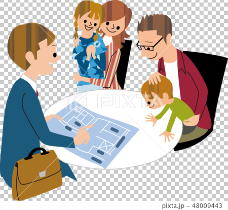 Family building a house 48009443